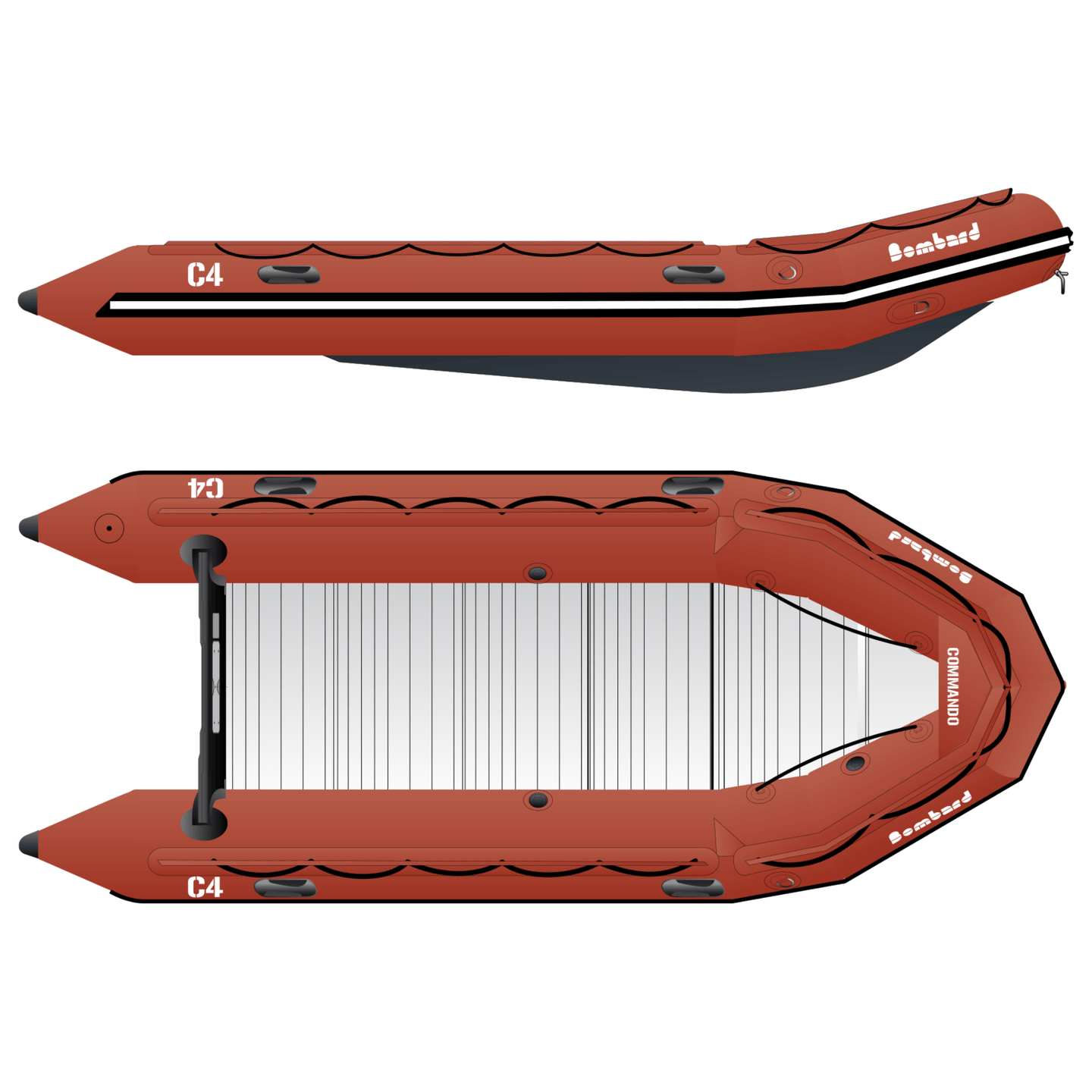 Bombard Commando C4 - rood PVC - rubberboot met aluminium vlonderdelen